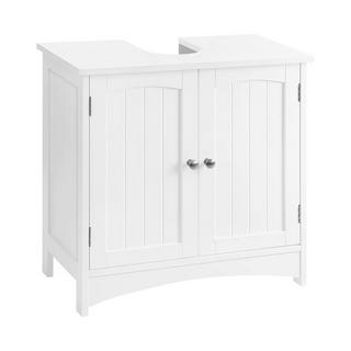 Calicosy Meuble sous vasque blanc avec 2 Portes et 1 étagère réglable - L60 cm  