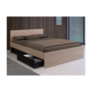 Vente-unique Letto con 2 cassetti 160 x 200 cm Naturale e Nero + Rete + - VELONA  