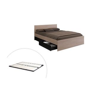 Vente-unique Letto con 2 cassetti 160 x 200 cm Naturale e Nero + Rete + - VELONA  