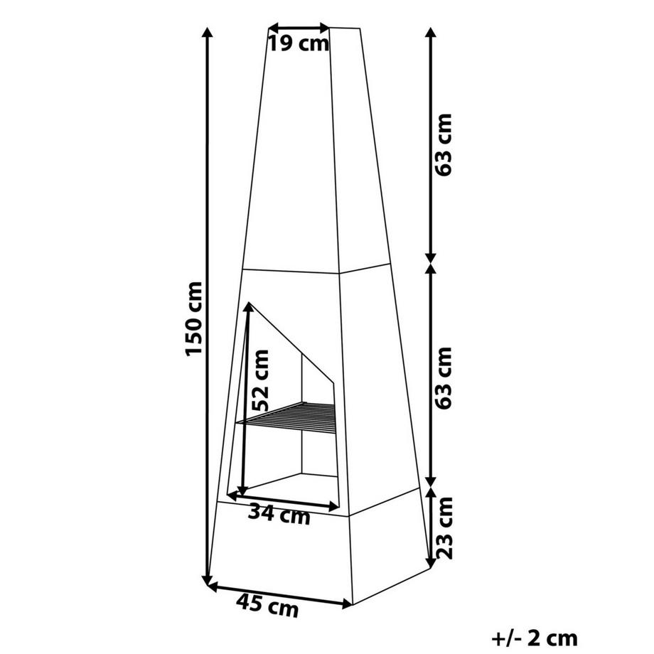 Beliani Foyer avec grille en Acier YATE  