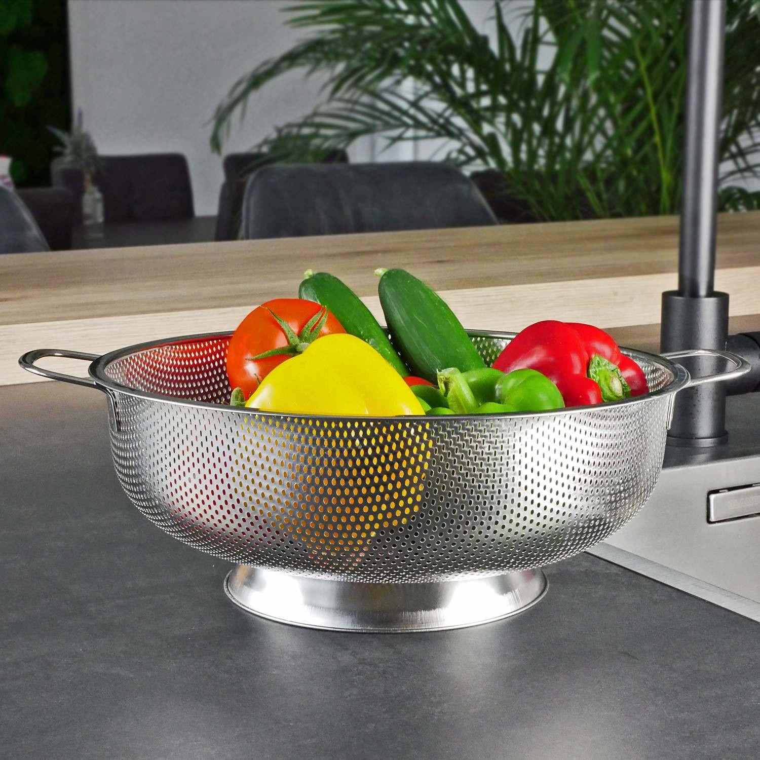 Intirilife Passoire en acier inoxydable avec deux poignées  
