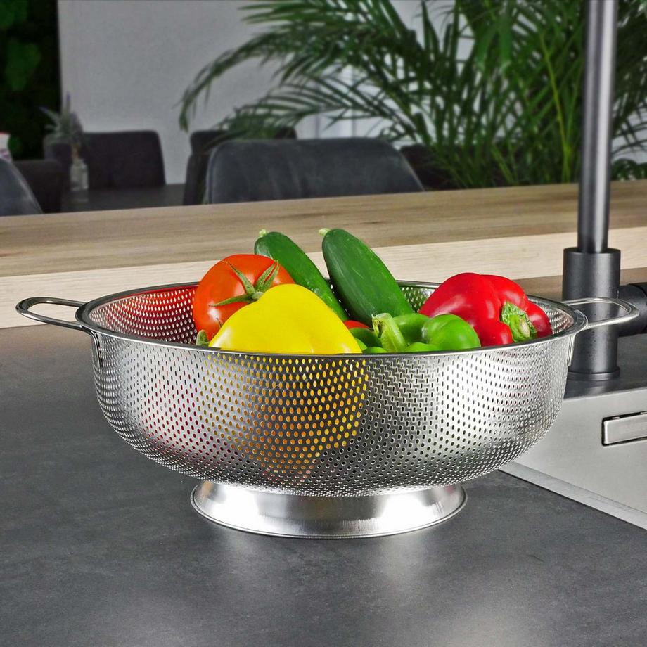 Intirilife Passoire en acier inoxydable avec deux poignées  