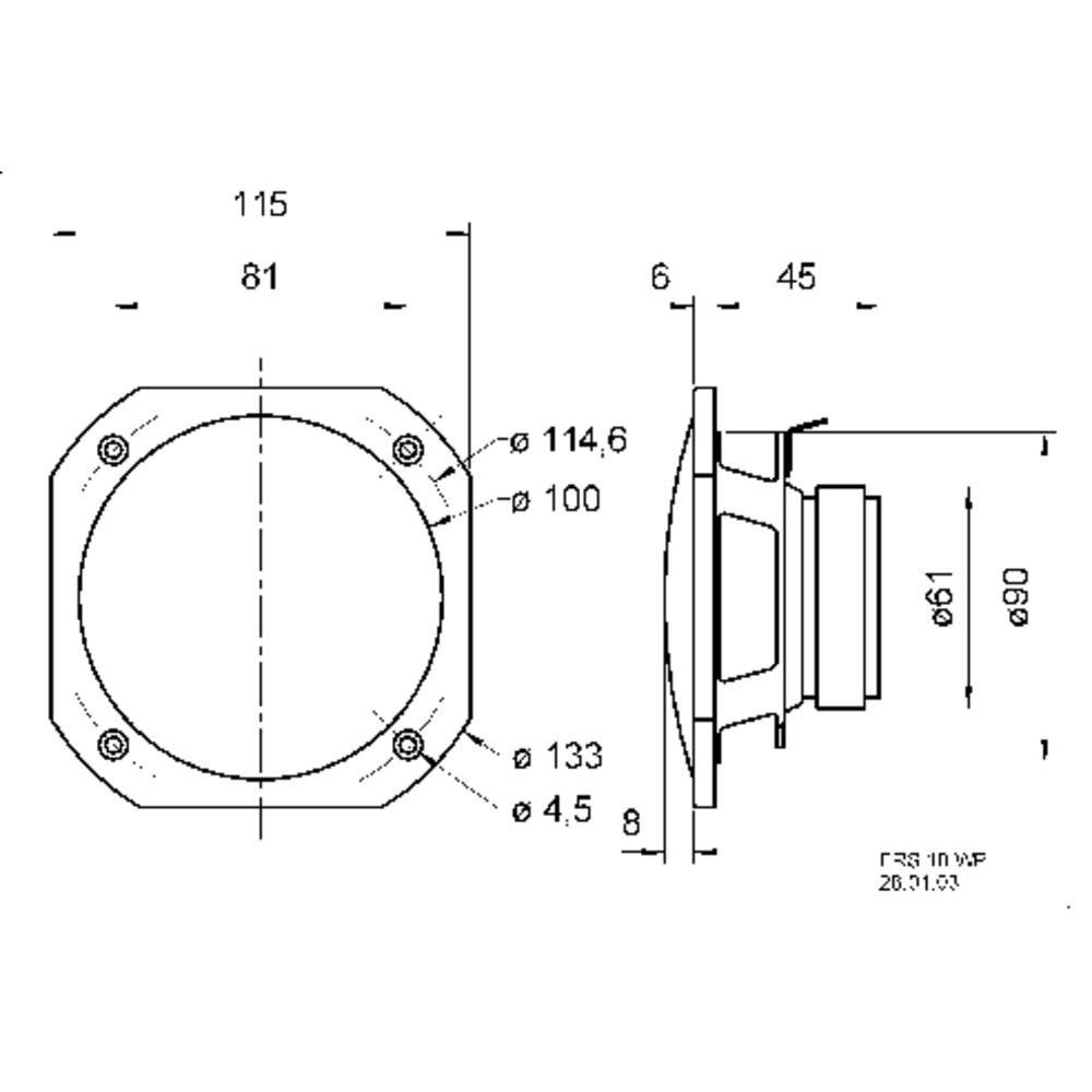 Visaton  FRS 10 WP - 4 Ohm 4 pollici 10 cm Banda larga 20Hz-20kHz 25 W 4 Ω Nero Altoparlante per sauna, altoparl 