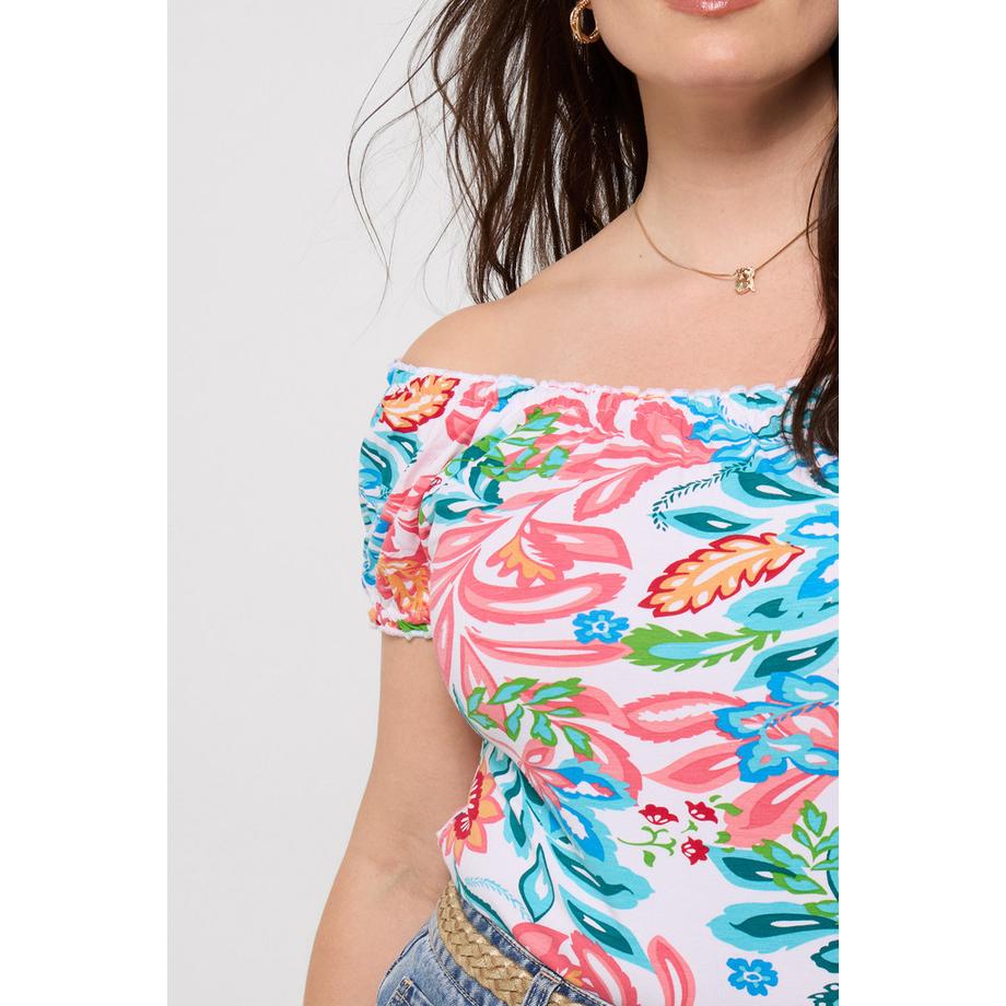 Joe Browns Top in Maglia Boho con Stampa Floreale e Collo Elastico  