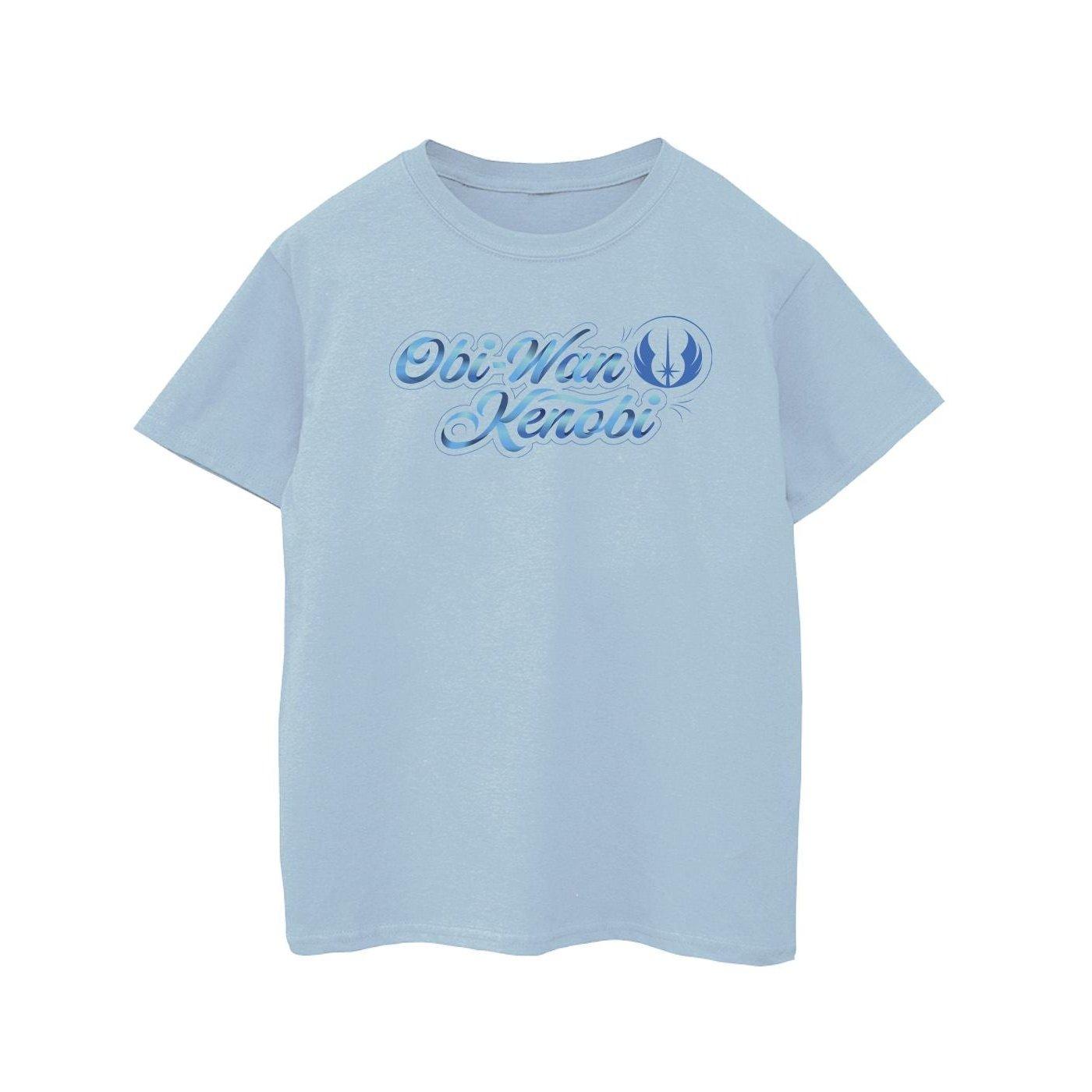 Image of Obiwan Kenobi Ribbon Font Tshirt Mädchen Blau 140/146