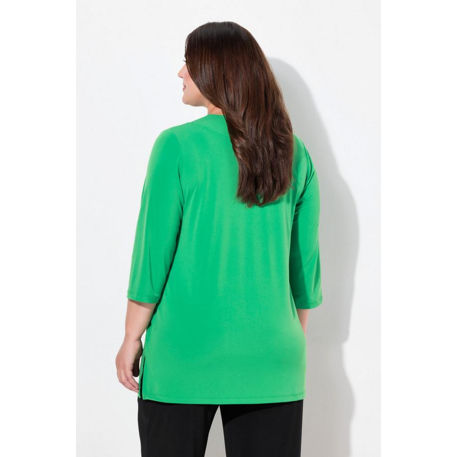 Ulla Popken A-Linie V-Ausschnitt 3/4-Ärmel Longshirt  