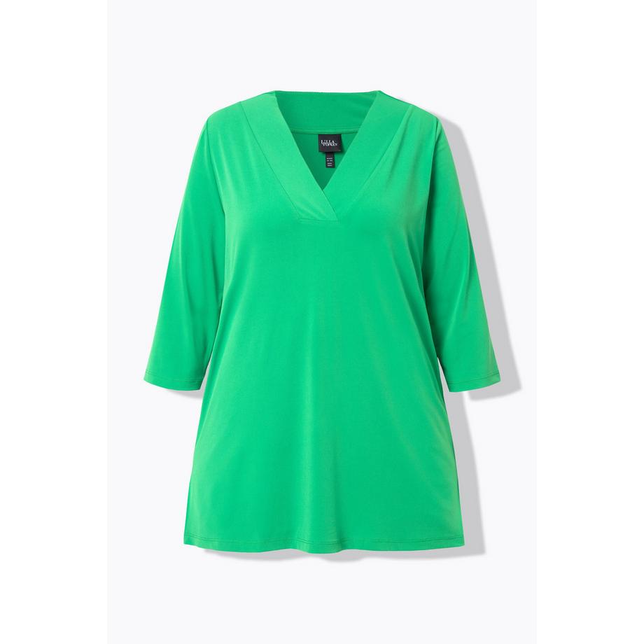 Ulla Popken A-Linie V-Ausschnitt 3/4-Ärmel Longshirt  