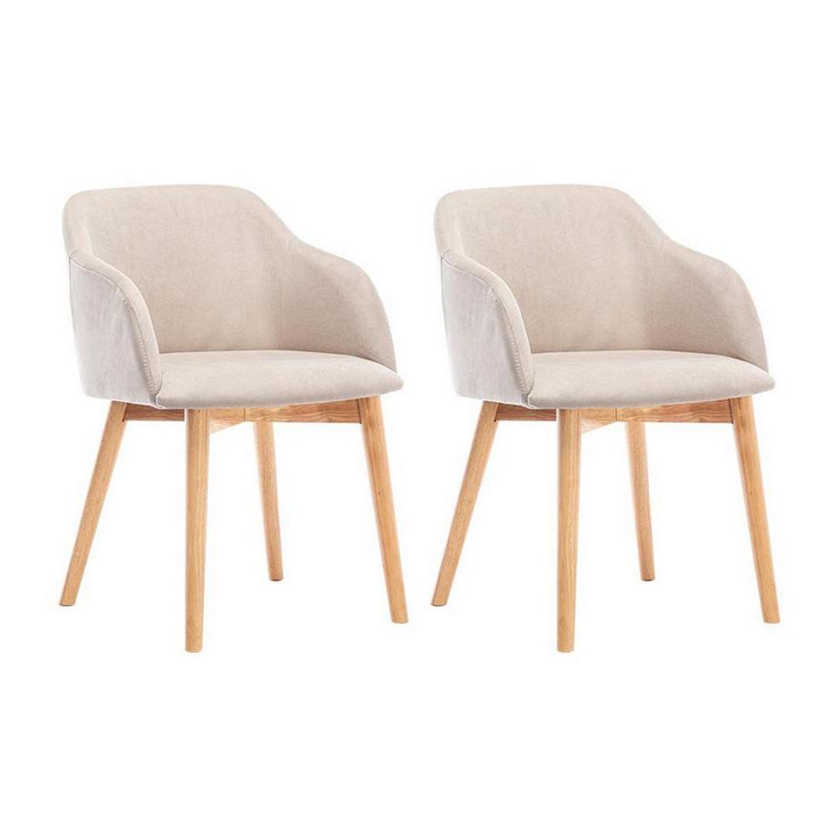 Vente-unique Lot de 2 chaises avec accoudoirs Tissu hévéa JELISA  