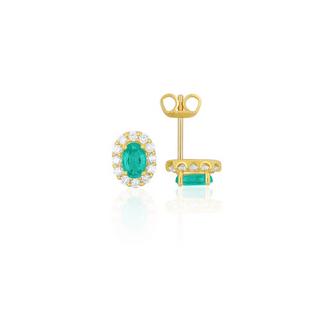 MUAU Schmuck  Clous d'oreilles or jaune 750 émeraude 0,89ct. diamants 0,44ct. 10mm 