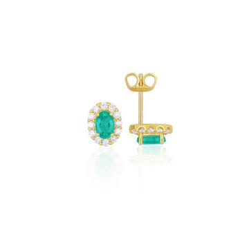 Ohrringe Gelbgold 750 Smaragd 0.89ct. Brillanten 0.44ct. 10mm