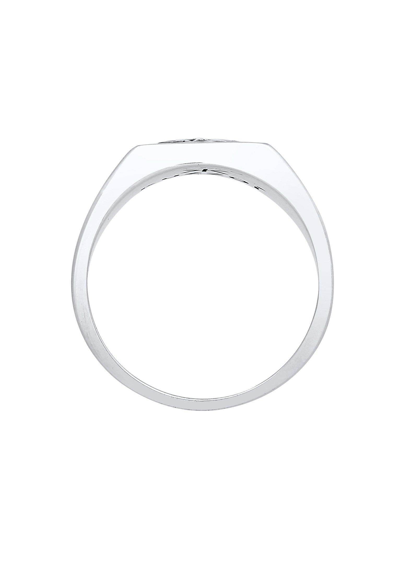 Kuzzoi  Ring Siegelring Emaille Schwarz Stern Basic 925 Silber 