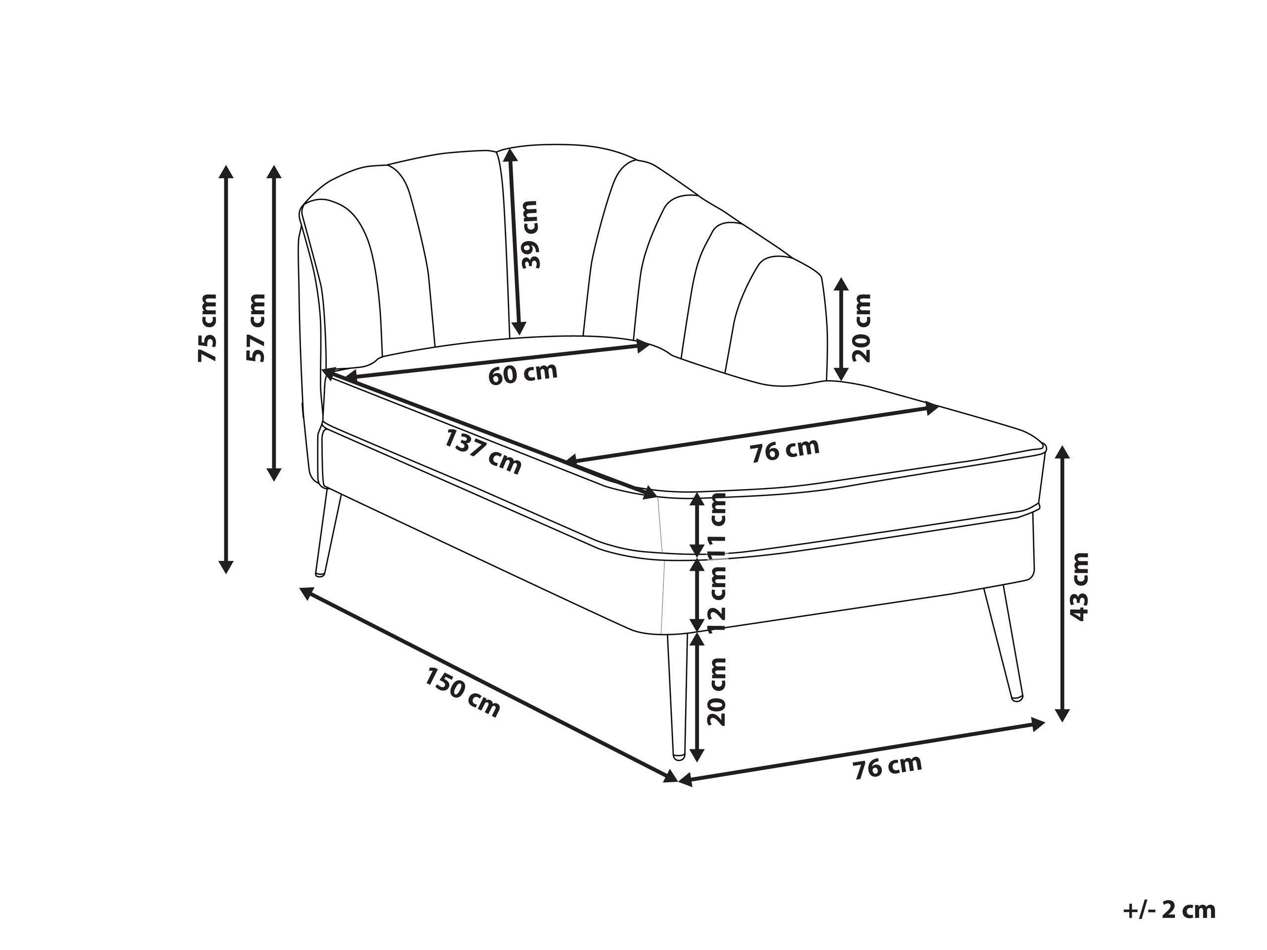 Beliani Chaise longue en Velours Traditionnel ALLIER  