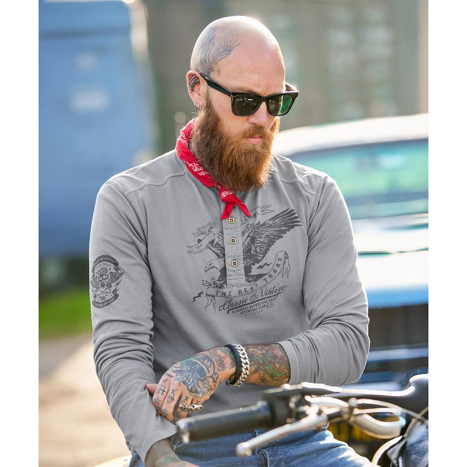Joe Browns Langarm Henley Shirt Adler Motiv  