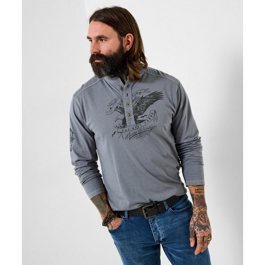 Joe Browns Langarm Henley Shirt Adler Motiv  