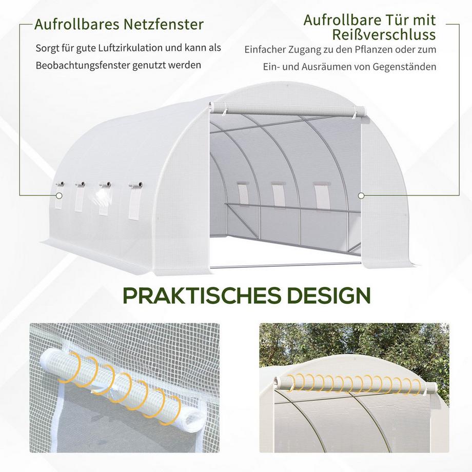 Northio Gewächshaus Großes Foliengewächshaus, 600X300X200Cm, Für Pflanzen & Gemüse, Wetterfest  