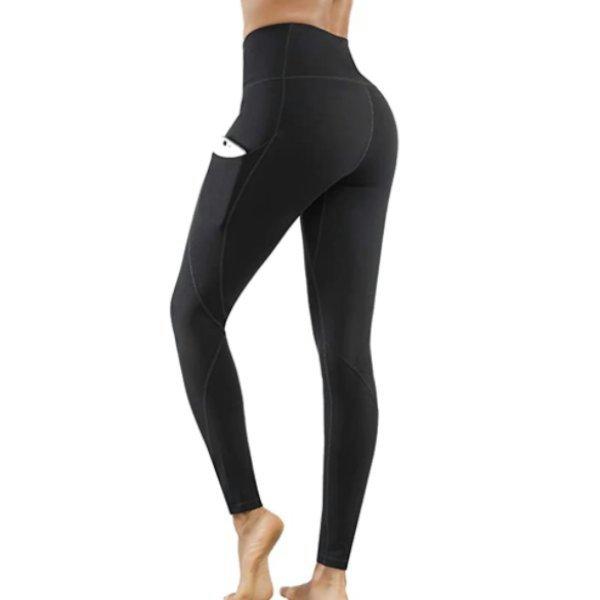 Image of -fitnessstudio -strumpfhosen Leggings Hohe Taille Leggings Mit Seitentasche Yoga Fitness Slim Hosen Unisex Schwarz M