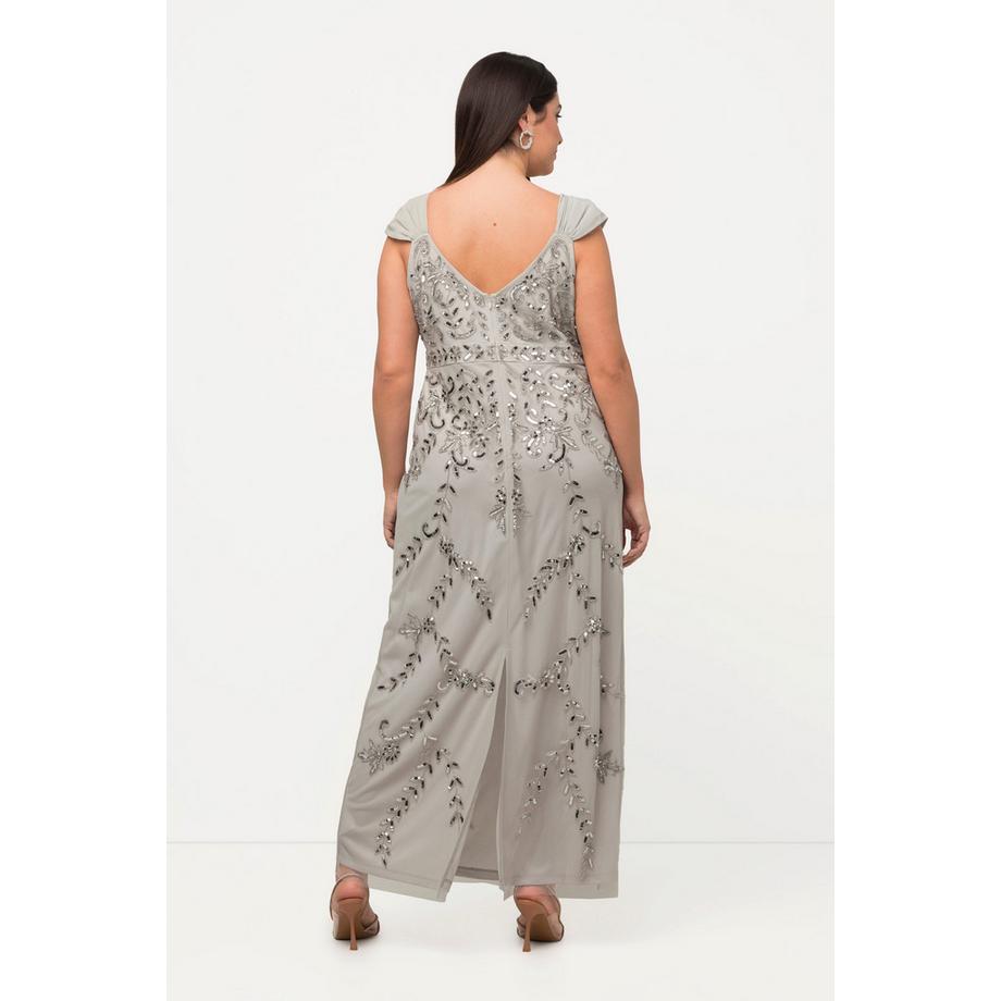 Ulla Popken Pailletten A-Linie V-Ausschnitt Trägerkleid  