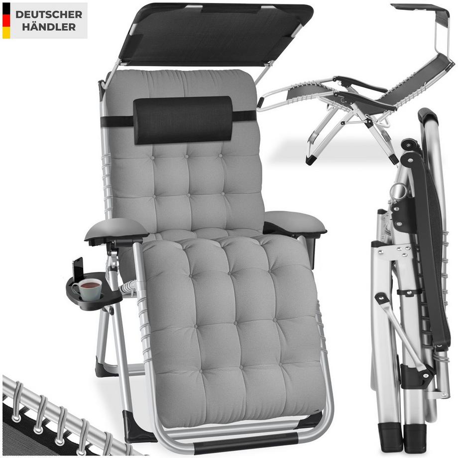 Tectake Chaise longue CLOUD II pliable avec dossier flexible et repose-pieds  
