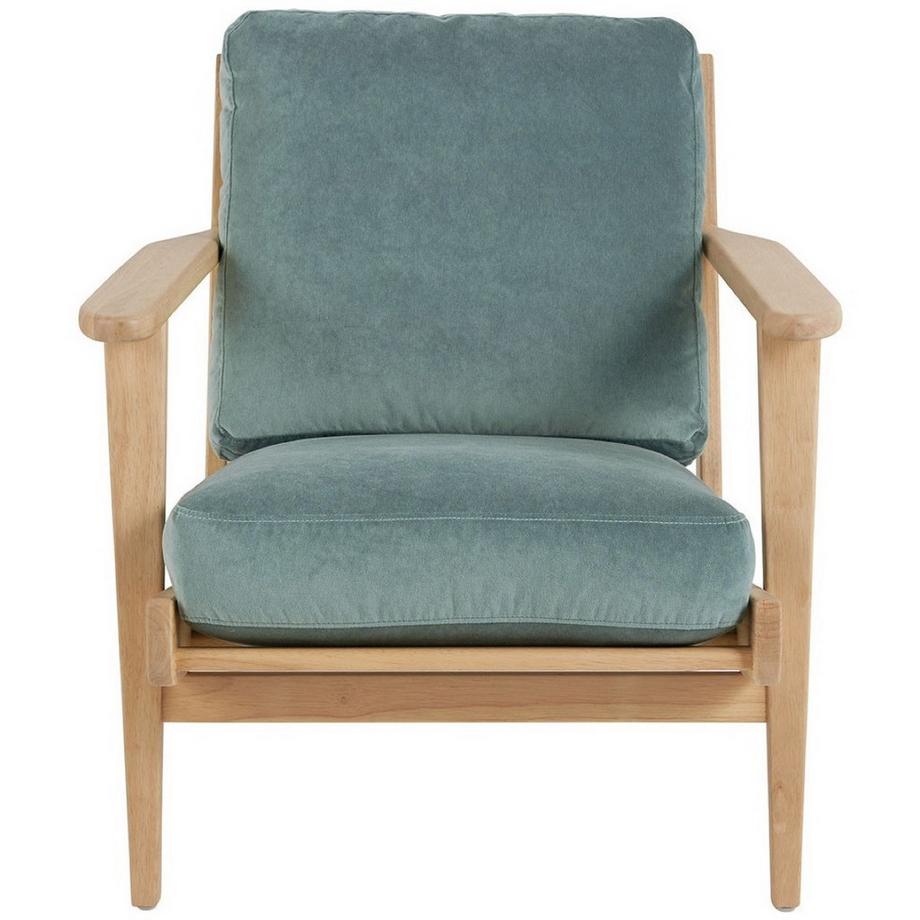 Blanc d'Ivoire Fauteuil Jules déhoussable velours bleu céladon  