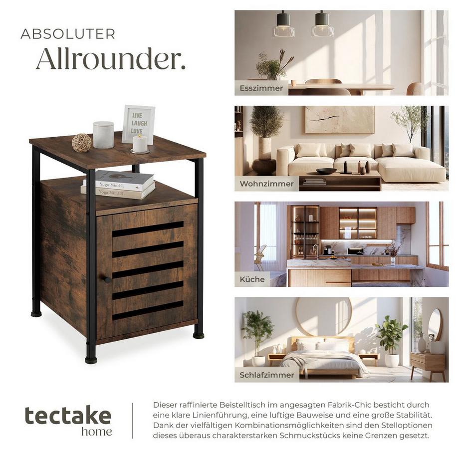 Tectake Beistellschrank Cork Industrial Style Holz und Stahl  
