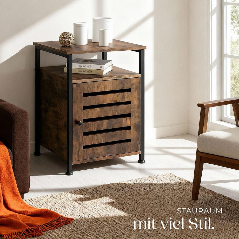 Tectake Beistellschrank Cork Industrial Style Holz und Stahl  