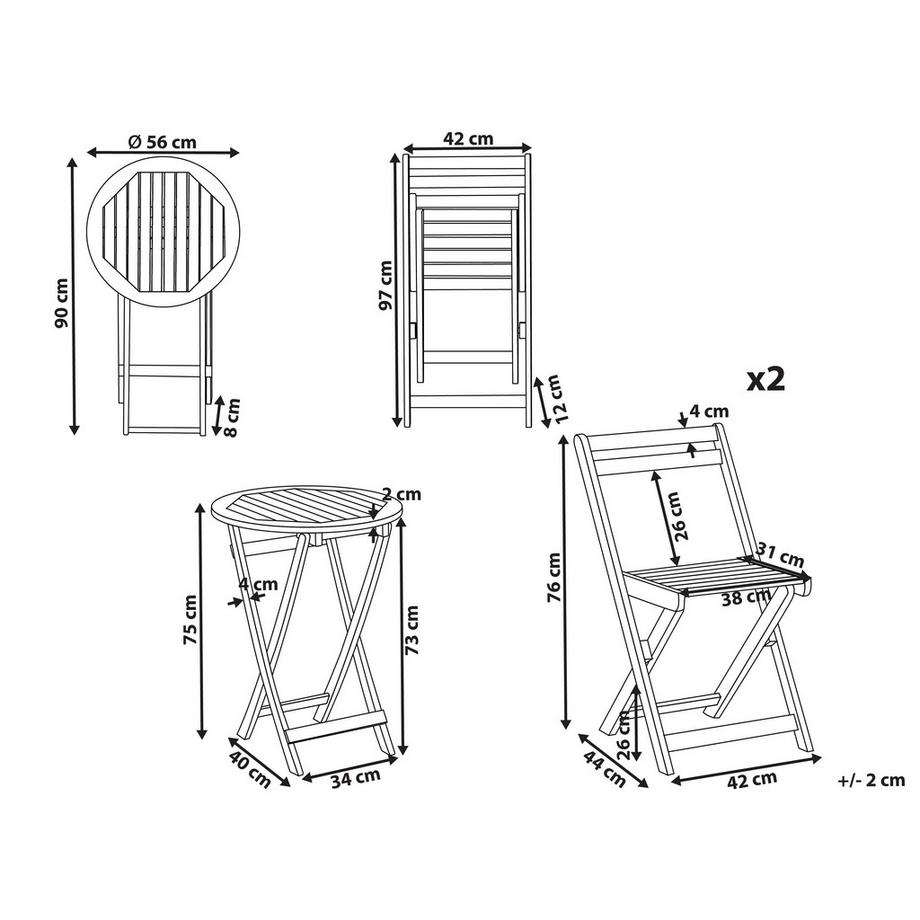 Beliani Ensemble pour bistro en Acacia Rustique SACILE  
