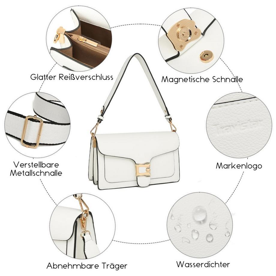 Only-bags.store Umhängetasche Clutch mit 2 abnehmbaren breiten Riemen Kreditkartenfächer  