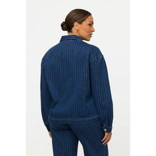 Ulla Popken Nadelstreifen Jeansjacke Hemdkragen  