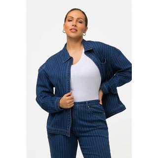 Ulla Popken Nadelstreifen Jeansjacke Hemdkragen  