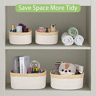 Alopini Lot de 4 paniers de rangement en corde de coton tissée, panier de rangement pour table à langer  