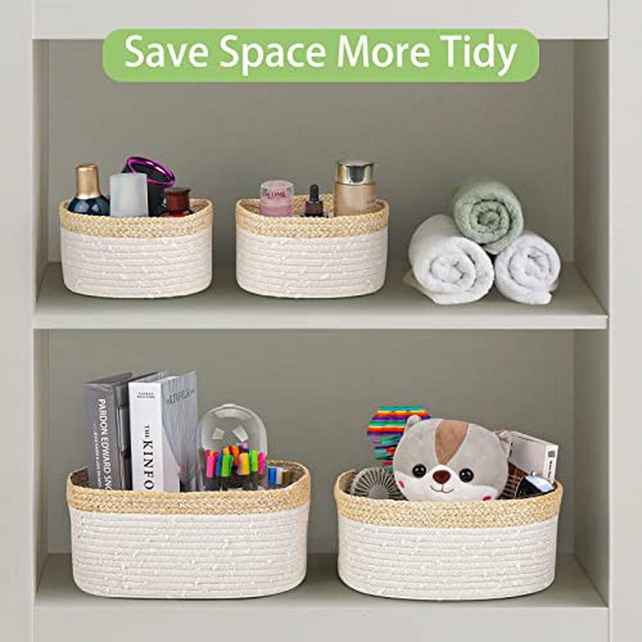 Alopini 4er Set Aufbewahrungskorb gewebtes Baumwollseil, Korb Aufbewahrungskorb Wickeltisch Organizer  
