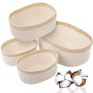 Alopini Lot de 4 paniers de rangement en corde de coton tissée, panier de rangement pour table à langer  