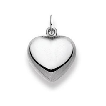 Pendentif coeur or blanc 750, 18x13mm