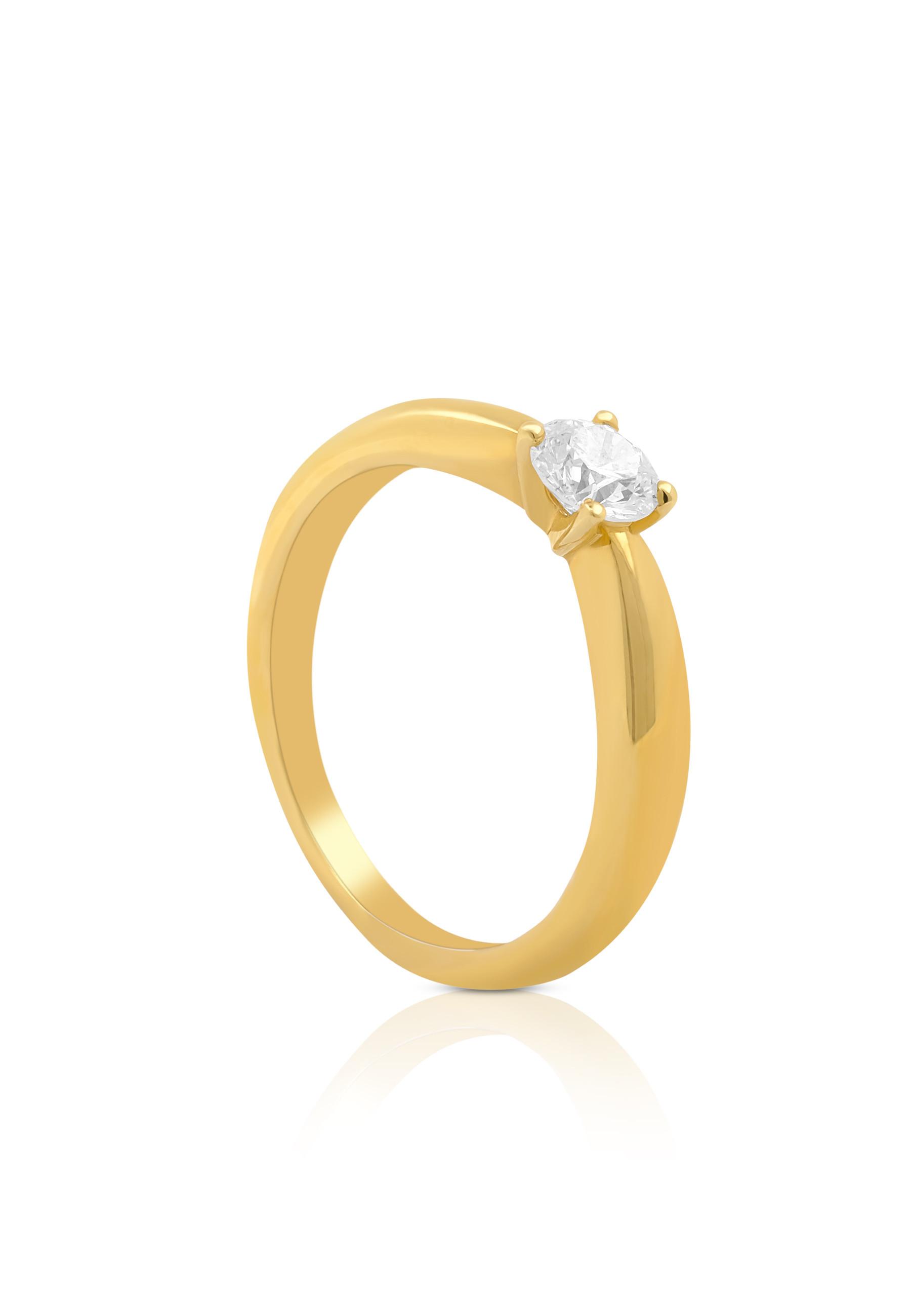 Image of Solitaire Ring Diamant 0.40ct. Gelbgold 750 Damen Gelbgold 56