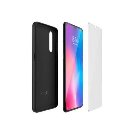 XIAOMI  Mi9 Gehäuse Schwarz + gehärtetes Glas 