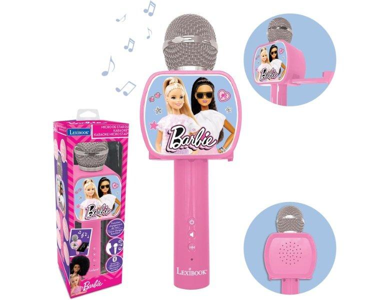Lexibook  Barbie Bluetooth Karaoke-Mikrofon mit Lautsprecher und Smartphone Stativ 