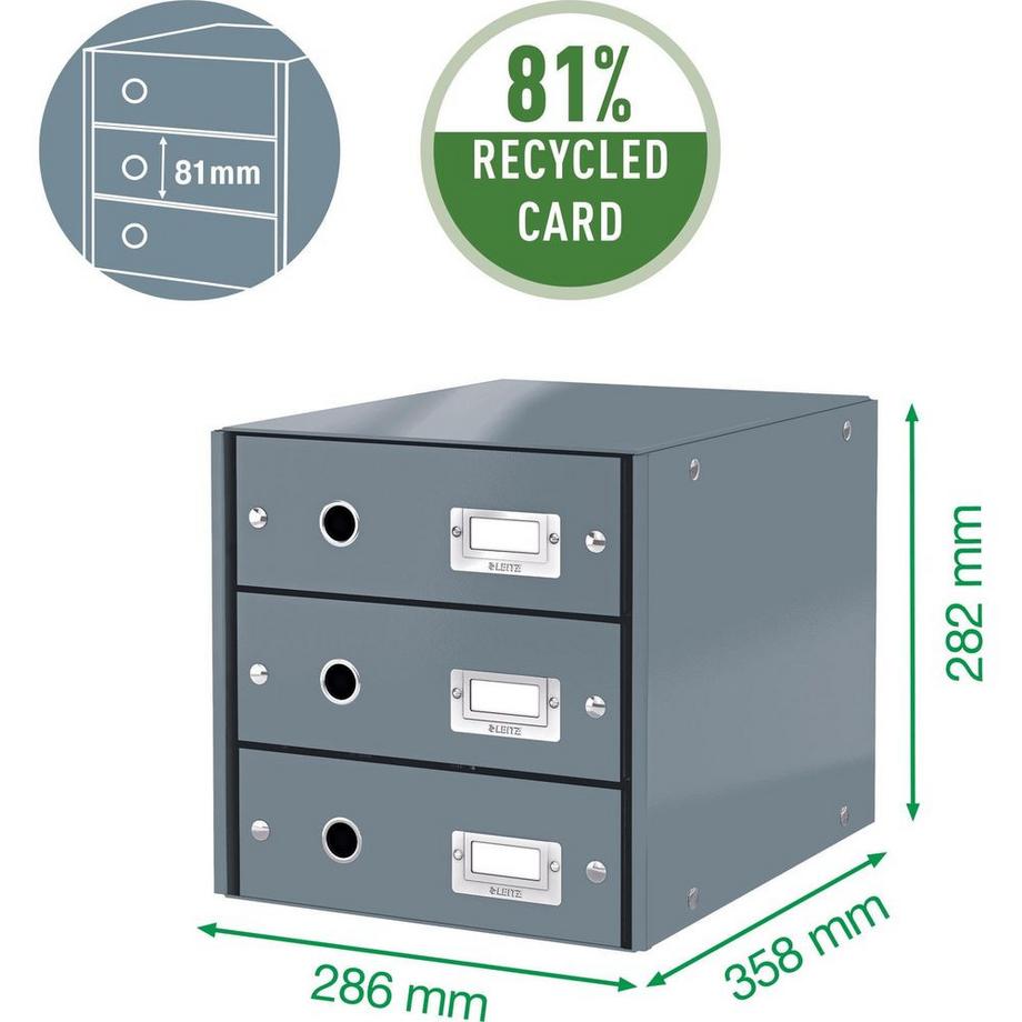 Leitz Schubladenbox mit 3 Schubladen Schwarz  