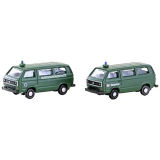 Minis by Lemke  N PKW Modell Volkswagen T3 2er Set Bus BGS + Bahnpolizei 