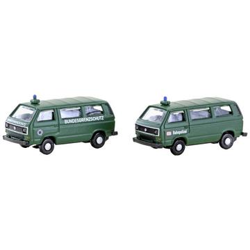 N PKW Modell Volkswagen T3 2er Set Bus BGS + Bahnpolizei