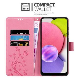 Cadorabo  Housse compatible avec Samsung Galaxy A03s - Coque de protection au design floral avec fermeture magnétique, fonction de support et emplacements pour cartes 