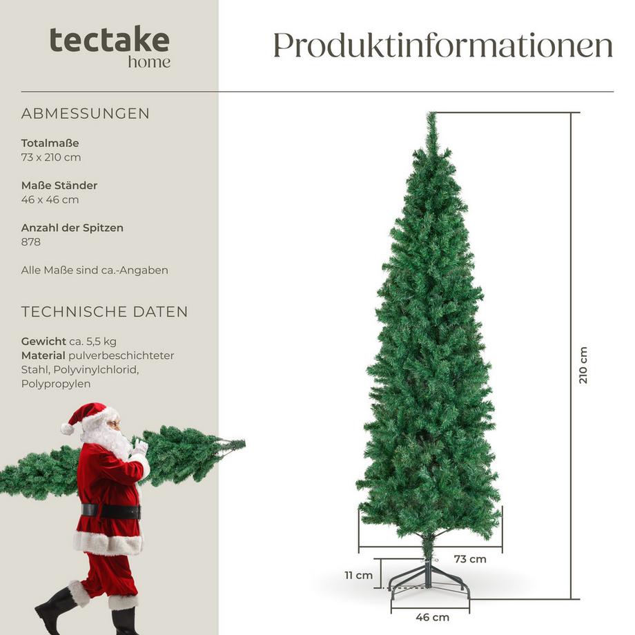 Tectake Weihnachtsbaum Comet verschiedene Größen, künstlich in Grün, mit dichten Nadeln detailliert und naturgetreu  