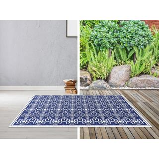 Vente-unique Tappeto interni o esterni effetto piastrelle di cemento 150 x 200 cm Blu e Bianco - BAYONA  