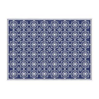 Vente-unique Tappeto interni o esterni effetto piastrelle di cemento 150 x 200 cm Blu e Bianco - BAYONA  