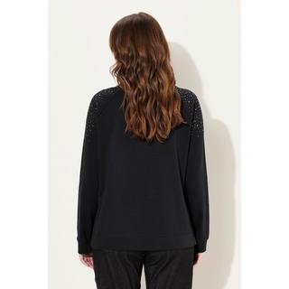 Ulla Popken  Sweat-shirt oversize, col rond et manches longues. Rivets fantaisie. 