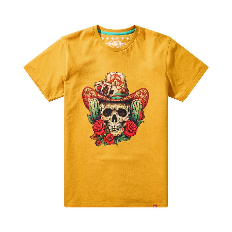 Joe Browns T-Shirt Totenkopf und Spielkartenmotiv  