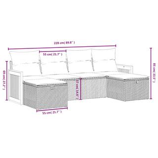 VidaXL Ensemble de canapés de jardin rotin synthétique  