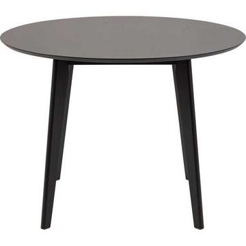 Table à manger Enrico chêne hévéa noir rond 105x105