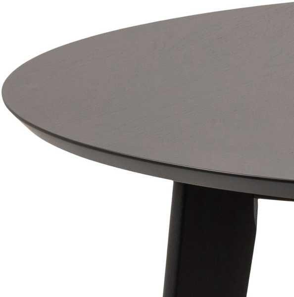 mutoni Table à manger Enrico chêne hévéa noir rond 105x105  