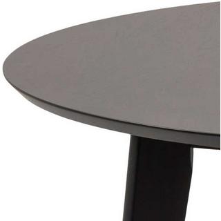 mutoni Table à manger Enrico chêne hévéa noir rond 105x105  