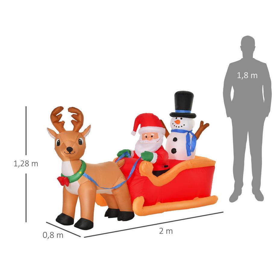 HOMCOM Aufblasbarer Weihnachtsmann auf Schlitte  